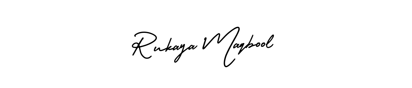 How to make Rukaya Maqbool name signature. Use AmerikaSignatureDemo-Regular style for creating short signs online. This is the latest handwritten sign. Rukaya Maqbool signature style 3 images and pictures png