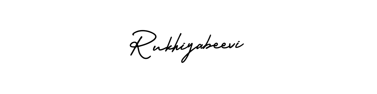This is the best signature style for the Rukhiyabeevi name. Also you like these signature font (AmerikaSignatureDemo-Regular). Mix name signature. Rukhiyabeevi signature style 3 images and pictures png