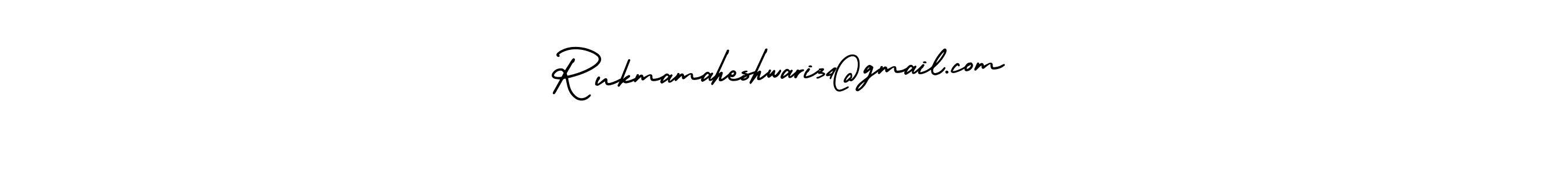 This is the best signature style for the Rukmamaheshwari34@gmail.com name. Also you like these signature font (AmerikaSignatureDemo-Regular). Mix name signature. Rukmamaheshwari34@gmail.com signature style 3 images and pictures png