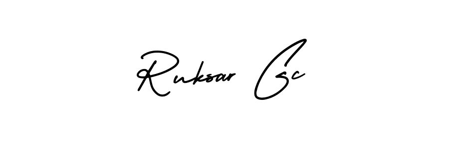 How to make Ruksar Gc signature? AmerikaSignatureDemo-Regular is a professional autograph style. Create handwritten signature for Ruksar Gc name. Ruksar Gc signature style 3 images and pictures png