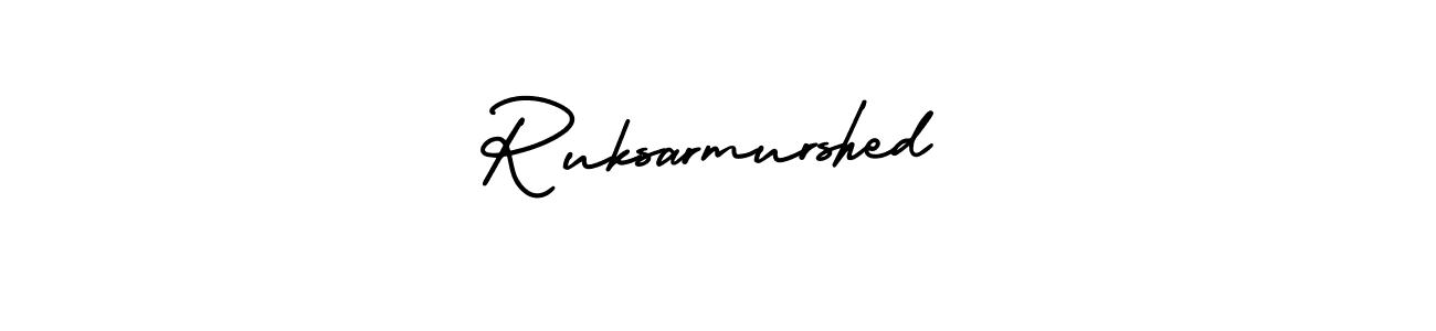 Make a short Ruksarmurshed signature style. Manage your documents anywhere anytime using AmerikaSignatureDemo-Regular. Create and add eSignatures, submit forms, share and send files easily. Ruksarmurshed signature style 3 images and pictures png