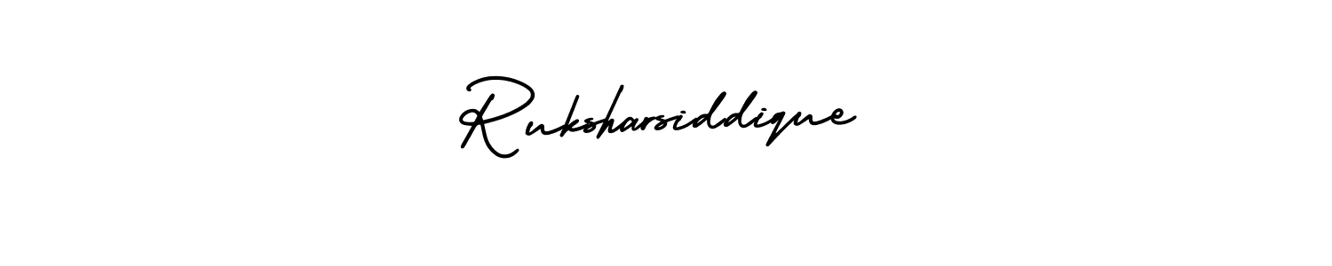You should practise on your own different ways (AmerikaSignatureDemo-Regular) to write your name (Ruksharsiddique) in signature. don't let someone else do it for you. Ruksharsiddique signature style 3 images and pictures png