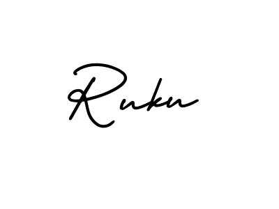 Ruku stylish signature style. Best Handwritten Sign (AmerikaSignatureDemo-Regular) for my name. Handwritten Signature Collection Ideas for my name Ruku. Ruku signature style 3 images and pictures png