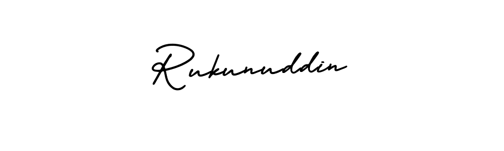 How to make Rukunuddin signature? AmerikaSignatureDemo-Regular is a professional autograph style. Create handwritten signature for Rukunuddin name. Rukunuddin signature style 3 images and pictures png