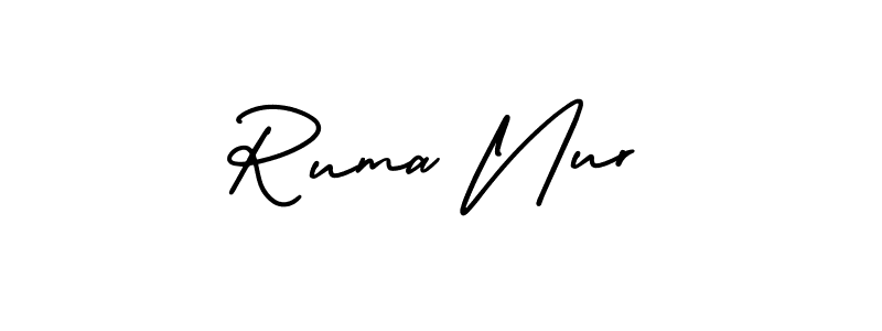 Create a beautiful signature design for name Ruma Nur. With this signature (AmerikaSignatureDemo-Regular) fonts, you can make a handwritten signature for free. Ruma Nur signature style 3 images and pictures png