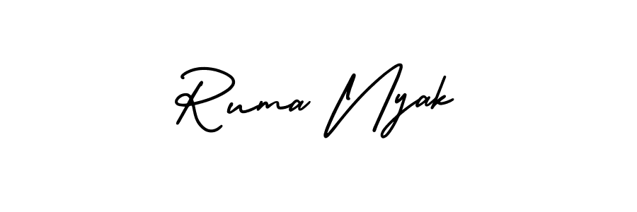 How to make Ruma Nyak signature? AmerikaSignatureDemo-Regular is a professional autograph style. Create handwritten signature for Ruma Nyak name. Ruma Nyak signature style 3 images and pictures png