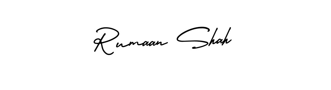 This is the best signature style for the Rumaan Shah name. Also you like these signature font (AmerikaSignatureDemo-Regular). Mix name signature. Rumaan Shah signature style 3 images and pictures png