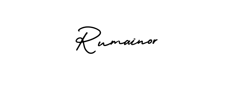 Rumainor stylish signature style. Best Handwritten Sign (AmerikaSignatureDemo-Regular) for my name. Handwritten Signature Collection Ideas for my name Rumainor. Rumainor signature style 3 images and pictures png