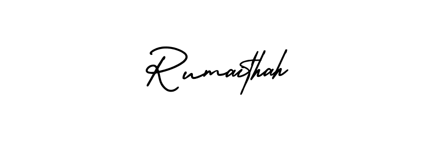 Make a beautiful signature design for name Rumaithah. With this signature (AmerikaSignatureDemo-Regular) style, you can create a handwritten signature for free. Rumaithah signature style 3 images and pictures png