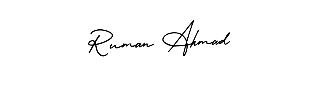 Create a beautiful signature design for name Ruman Ahmad. With this signature (AmerikaSignatureDemo-Regular) fonts, you can make a handwritten signature for free. Ruman Ahmad signature style 3 images and pictures png