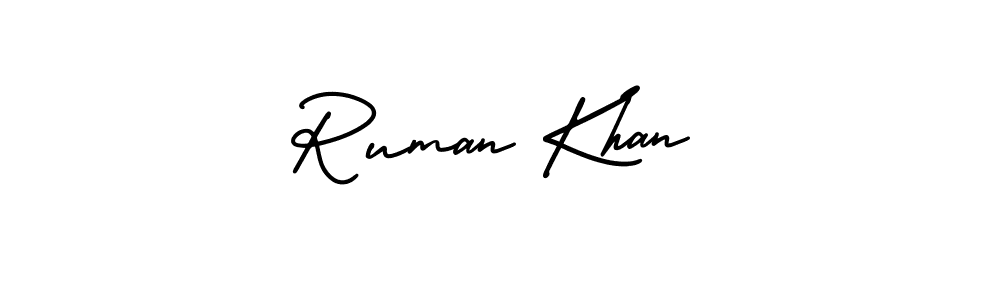 Create a beautiful signature design for name Ruman Khan. With this signature (AmerikaSignatureDemo-Regular) fonts, you can make a handwritten signature for free. Ruman Khan signature style 3 images and pictures png