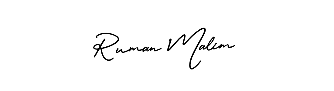 Similarly AmerikaSignatureDemo-Regular is the best handwritten signature design. Signature creator online .You can use it as an online autograph creator for name Ruman Malim. Ruman Malim signature style 3 images and pictures png