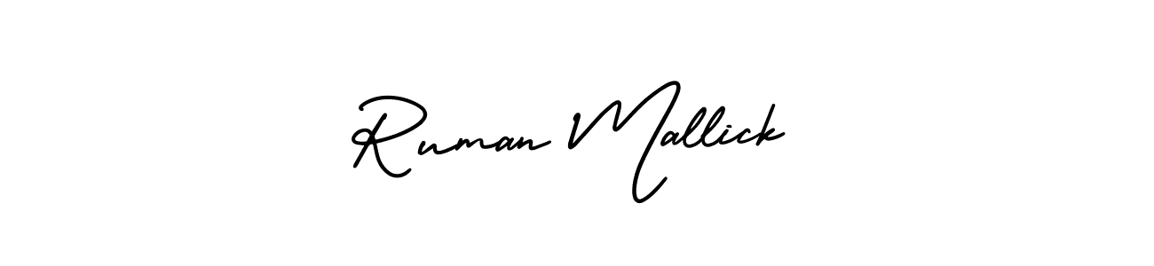 This is the best signature style for the Ruman Mallick name. Also you like these signature font (AmerikaSignatureDemo-Regular). Mix name signature. Ruman Mallick signature style 3 images and pictures png