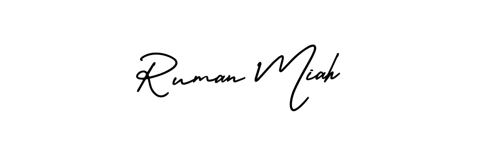 How to make Ruman Miah name signature. Use AmerikaSignatureDemo-Regular style for creating short signs online. This is the latest handwritten sign. Ruman Miah signature style 3 images and pictures png