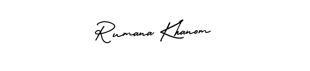 How to make Rumana Khanom name signature. Use AmerikaSignatureDemo-Regular style for creating short signs online. This is the latest handwritten sign. Rumana Khanom signature style 3 images and pictures png