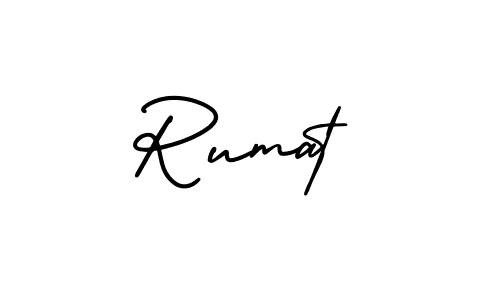 How to make Rumat name signature. Use AmerikaSignatureDemo-Regular style for creating short signs online. This is the latest handwritten sign. Rumat signature style 3 images and pictures png