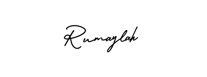 Similarly AmerikaSignatureDemo-Regular is the best handwritten signature design. Signature creator online .You can use it as an online autograph creator for name Rumaylah. Rumaylah signature style 3 images and pictures png