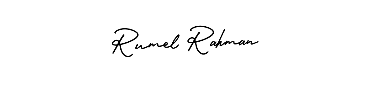 Make a beautiful signature design for name Rumel Rahman. With this signature (AmerikaSignatureDemo-Regular) style, you can create a handwritten signature for free. Rumel Rahman signature style 3 images and pictures png