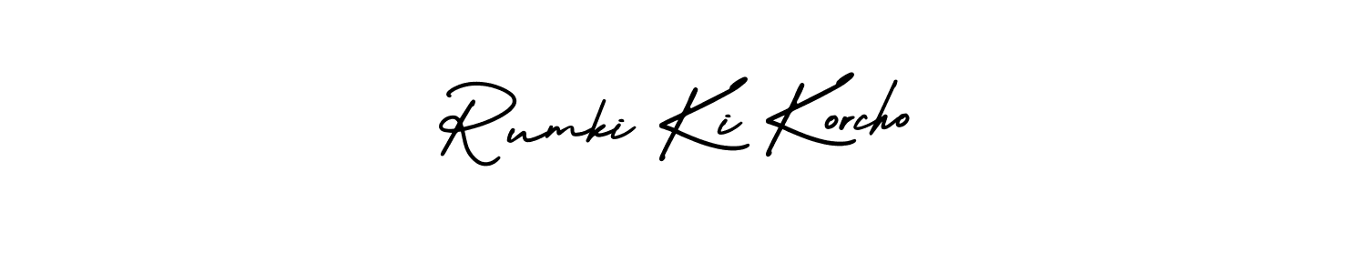 You should practise on your own different ways (AmerikaSignatureDemo-Regular) to write your name (Rumki Ki Korcho) in signature. don't let someone else do it for you. Rumki Ki Korcho signature style 3 images and pictures png