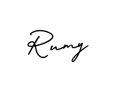 Use a signature maker to create a handwritten signature online. With this signature software, you can design (AmerikaSignatureDemo-Regular) your own signature for name Rumy. Rumy signature style 3 images and pictures png