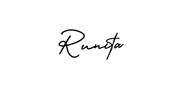 Make a short Runita signature style. Manage your documents anywhere anytime using AmerikaSignatureDemo-Regular. Create and add eSignatures, submit forms, share and send files easily. Runita signature style 3 images and pictures png