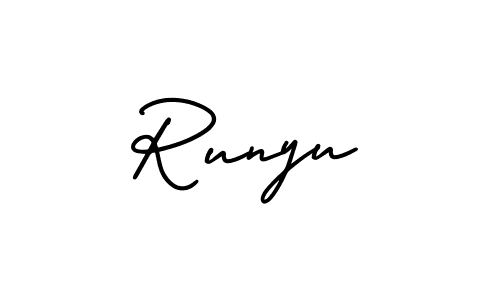 Also You can easily find your signature by using the search form. We will create Runyu name handwritten signature images for you free of cost using AmerikaSignatureDemo-Regular sign style. Runyu signature style 3 images and pictures png