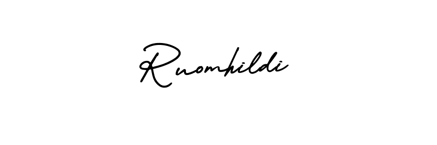 Create a beautiful signature design for name Ruomhildi. With this signature (AmerikaSignatureDemo-Regular) fonts, you can make a handwritten signature for free. Ruomhildi signature style 3 images and pictures png