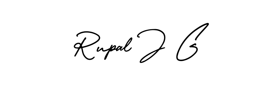 How to make Rupal J G name signature. Use AmerikaSignatureDemo-Regular style for creating short signs online. This is the latest handwritten sign. Rupal J G signature style 3 images and pictures png