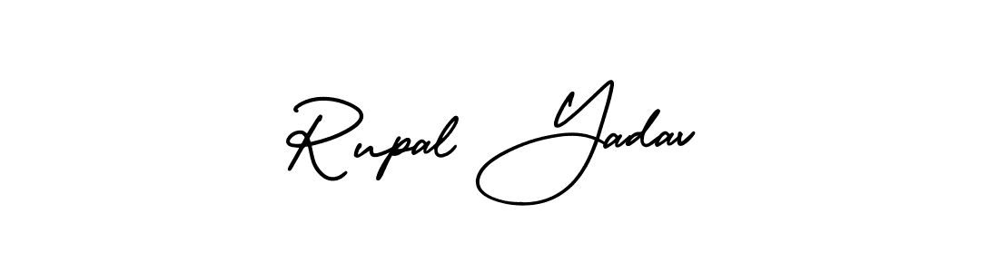 The best way (AmerikaSignatureDemo-Regular) to make a short signature is to pick only two or three words in your name. The name Rupal Yadav include a total of six letters. For converting this name. Rupal Yadav signature style 3 images and pictures png