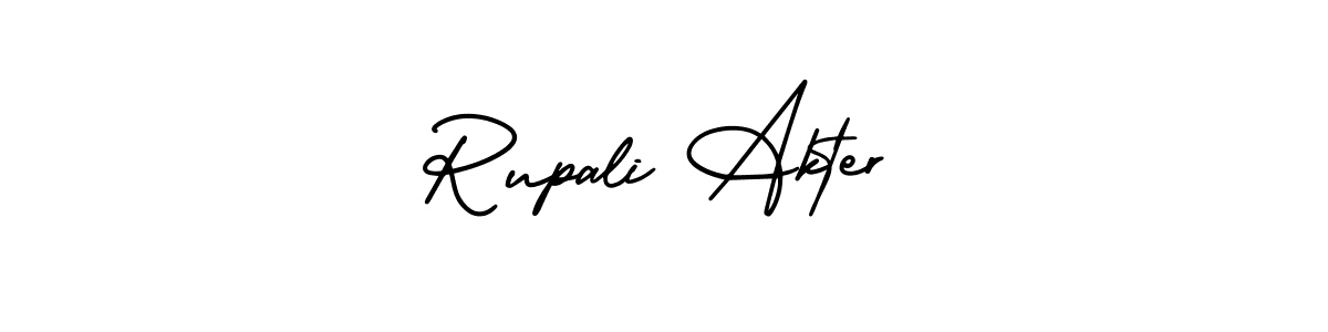 You should practise on your own different ways (AmerikaSignatureDemo-Regular) to write your name (Rupali Akter) in signature. don't let someone else do it for you. Rupali Akter signature style 3 images and pictures png