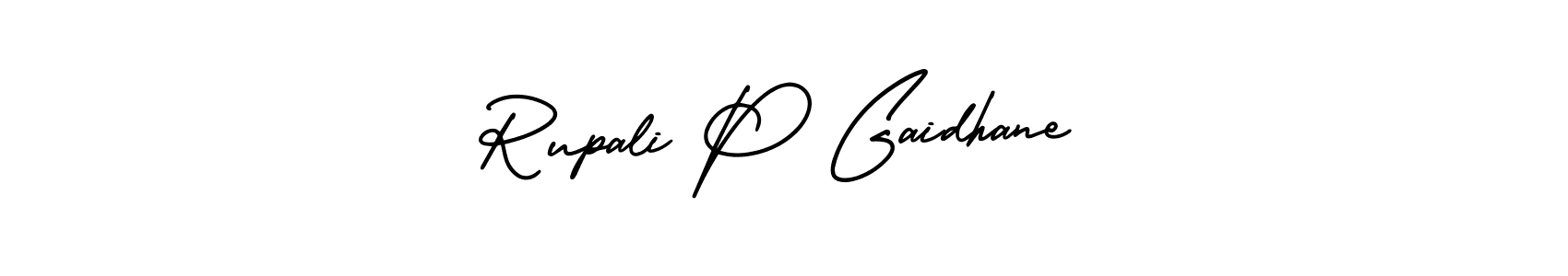 You should practise on your own different ways (AmerikaSignatureDemo-Regular) to write your name (Rupali P Gaidhane) in signature. don't let someone else do it for you. Rupali P Gaidhane signature style 3 images and pictures png