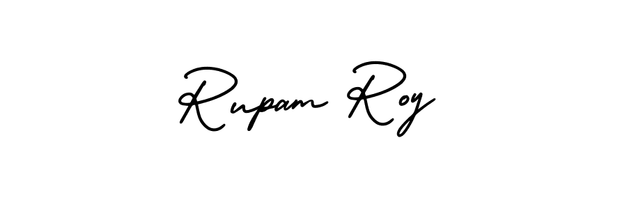 Make a short Rupam Roy signature style. Manage your documents anywhere anytime using AmerikaSignatureDemo-Regular. Create and add eSignatures, submit forms, share and send files easily. Rupam Roy signature style 3 images and pictures png