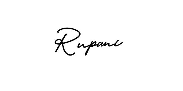 The best way (AmerikaSignatureDemo-Regular) to make a short signature is to pick only two or three words in your name. The name Rupani include a total of six letters. For converting this name. Rupani signature style 3 images and pictures png