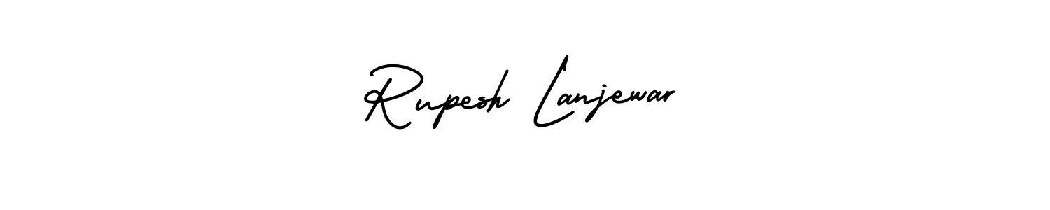 The best way (AmerikaSignatureDemo-Regular) to make a short signature is to pick only two or three words in your name. The name Rupesh Lanjewar include a total of six letters. For converting this name. Rupesh Lanjewar signature style 3 images and pictures png
