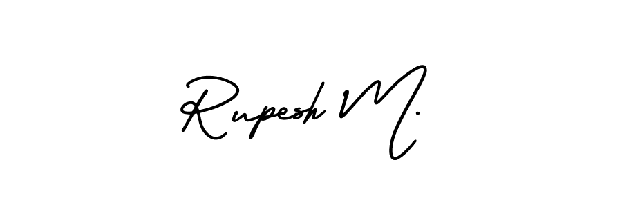 This is the best signature style for the Rupesh M. name. Also you like these signature font (AmerikaSignatureDemo-Regular). Mix name signature. Rupesh M. signature style 3 images and pictures png