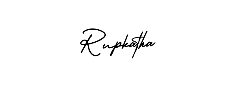 The best way (AmerikaSignatureDemo-Regular) to make a short signature is to pick only two or three words in your name. The name Rupkatha include a total of six letters. For converting this name. Rupkatha signature style 3 images and pictures png