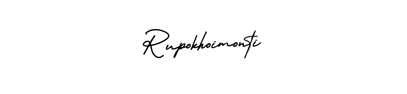 This is the best signature style for the Rupokhoimonti name. Also you like these signature font (AmerikaSignatureDemo-Regular). Mix name signature. Rupokhoimonti signature style 3 images and pictures png