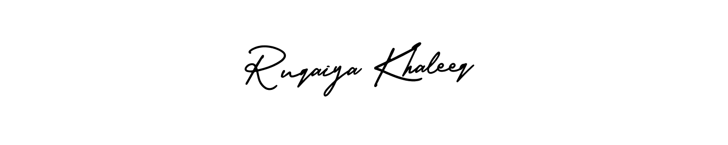 How to Draw Ruqaiya Khaleeq signature style? AmerikaSignatureDemo-Regular is a latest design signature styles for name Ruqaiya Khaleeq. Ruqaiya Khaleeq signature style 3 images and pictures png