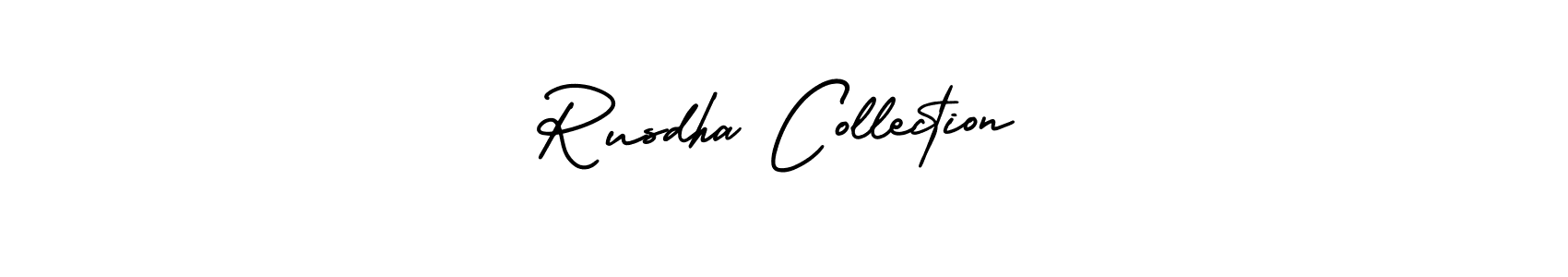 You should practise on your own different ways (AmerikaSignatureDemo-Regular) to write your name (Rusdha Collection) in signature. don't let someone else do it for you. Rusdha Collection signature style 3 images and pictures png