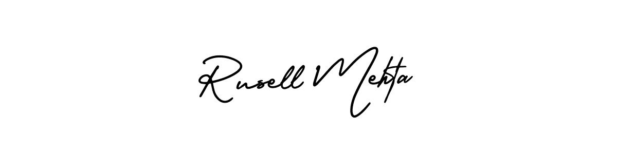 Make a beautiful signature design for name Rusell Mehta. With this signature (AmerikaSignatureDemo-Regular) style, you can create a handwritten signature for free. Rusell Mehta signature style 3 images and pictures png
