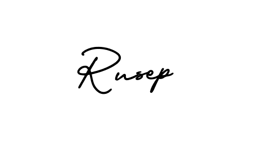 The best way (AmerikaSignatureDemo-Regular) to make a short signature is to pick only two or three words in your name. The name Rusep include a total of six letters. For converting this name. Rusep signature style 3 images and pictures png