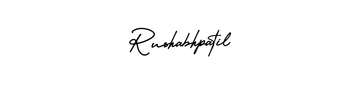 The best way (AmerikaSignatureDemo-Regular) to make a short signature is to pick only two or three words in your name. The name Rushabhpatil include a total of six letters. For converting this name. Rushabhpatil signature style 3 images and pictures png