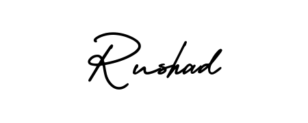 The AmerikaSignatureDemo-Regular typeface gives name Rushad a refined look. Suitable for certificates, diplomas, and official verification. Rushad signature style 3 images and pictures png