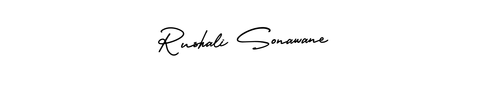 The best way (AmerikaSignatureDemo-Regular) to make a short signature is to pick only two or three words in your name. The name Rushali Sonawane include a total of six letters. For converting this name. Rushali Sonawane signature style 3 images and pictures png