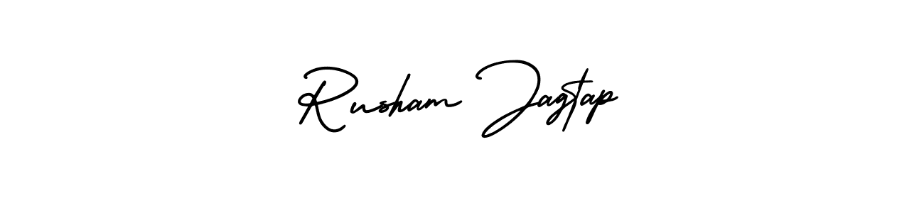 How to make Rusham Jagtap signature? AmerikaSignatureDemo-Regular is a professional autograph style. Create handwritten signature for Rusham Jagtap name. Rusham Jagtap signature style 3 images and pictures png