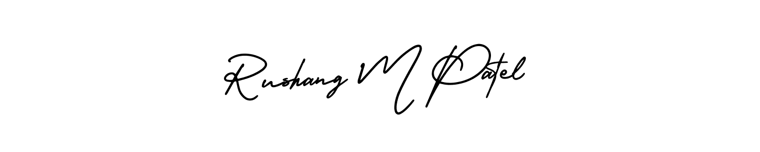 Also You can easily find your signature by using the search form. We will create Rushang M Patel name handwritten signature images for you free of cost using AmerikaSignatureDemo-Regular sign style. Rushang M Patel signature style 3 images and pictures png