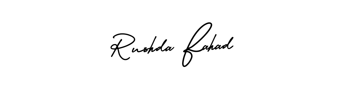 Make a beautiful signature design for name Rushda Fahad. With this signature (AmerikaSignatureDemo-Regular) style, you can create a handwritten signature for free. Rushda Fahad signature style 3 images and pictures png