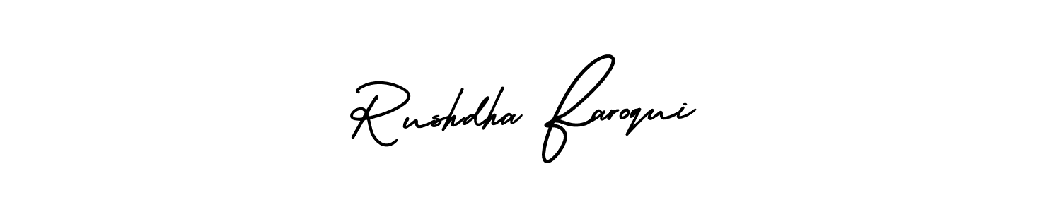 if you are searching for the best signature style for your name Rushdha Faroqui. so please give up your signature search. here we have designed multiple signature styles  using AmerikaSignatureDemo-Regular. Rushdha Faroqui signature style 3 images and pictures png