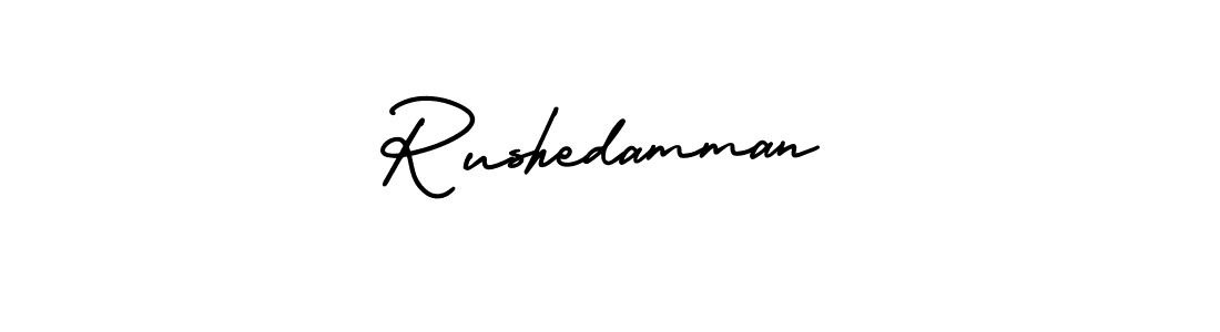 Use a signature maker to create a handwritten signature online. With this signature software, you can design (AmerikaSignatureDemo-Regular) your own signature for name Rushedamman. Rushedamman signature style 3 images and pictures png