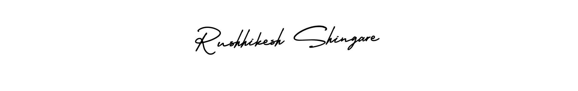 The best way (AmerikaSignatureDemo-Regular) to make a short signature is to pick only two or three words in your name. The name Rushhikesh Shingare include a total of six letters. For converting this name. Rushhikesh Shingare signature style 3 images and pictures png